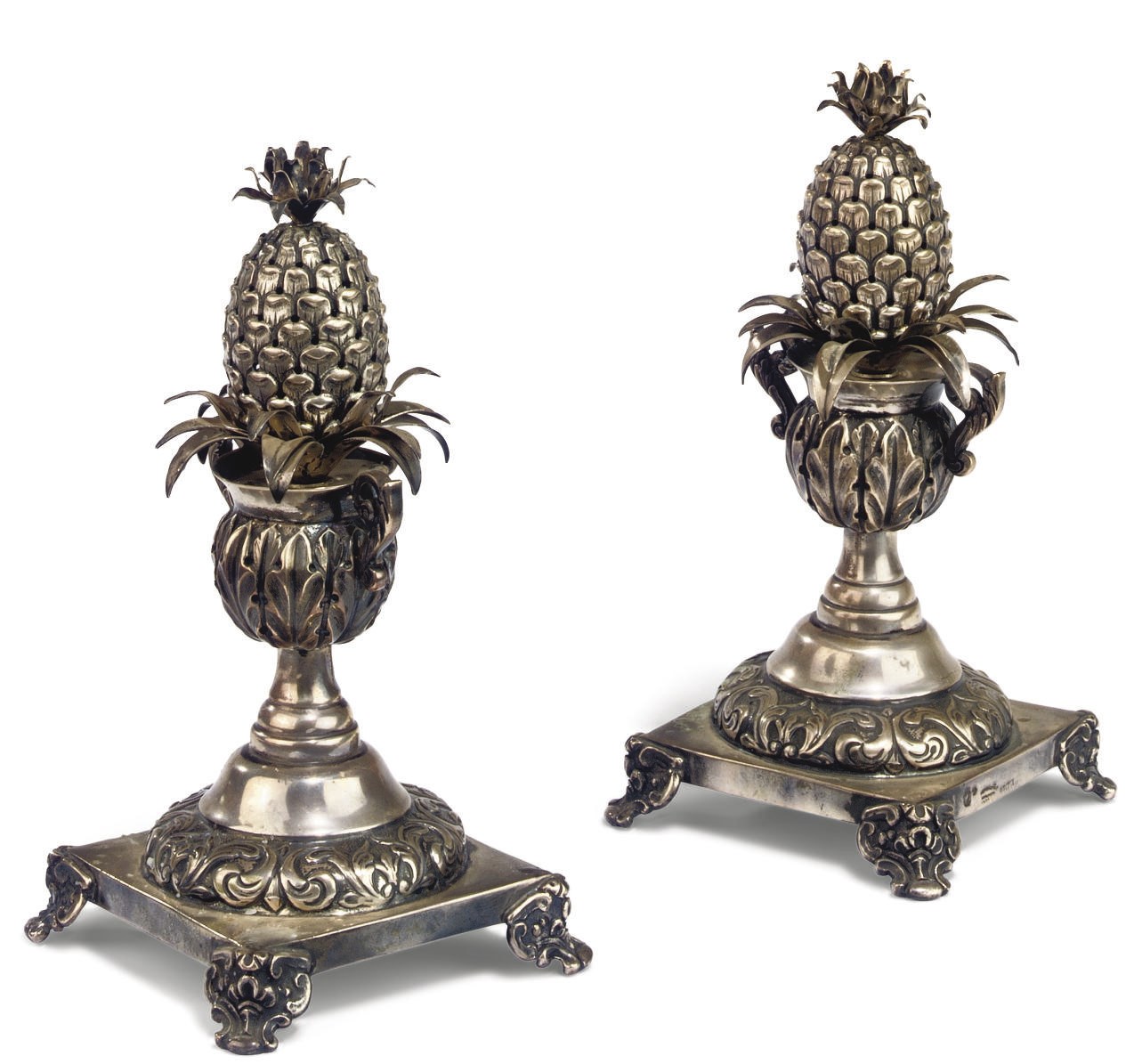 A PAIR OF PORTUGUESE SILVER TOOTHPICK HOLDERS