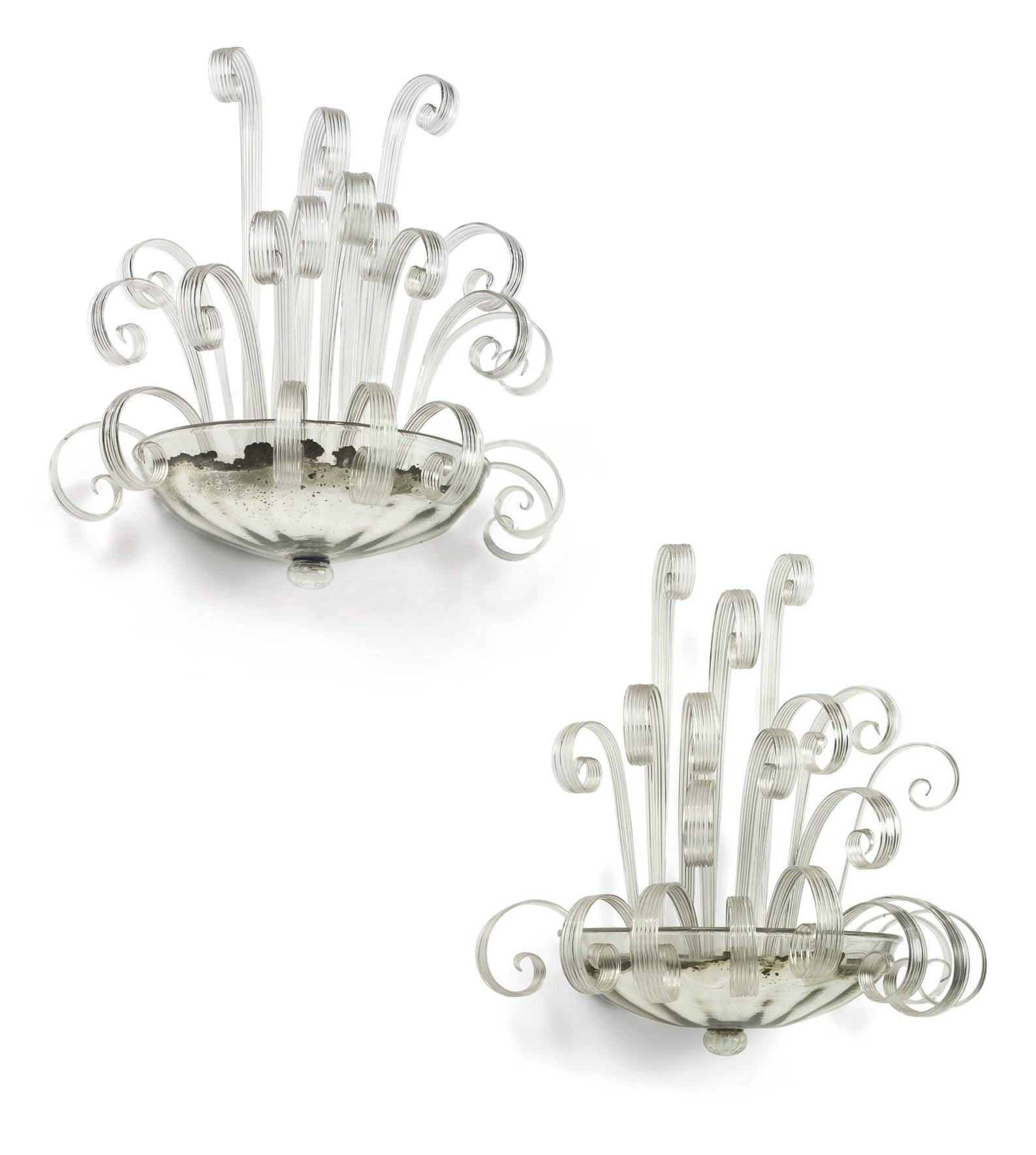 A PAIR OF VENETIAN GLASS WALL APPLIQUES