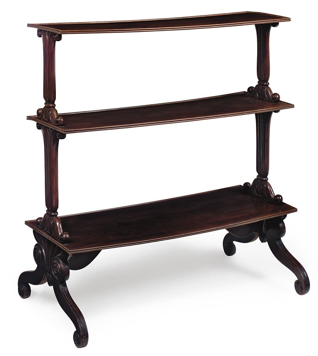 A LOUIS PHILIPPE MAHOGANY THREE-TIER ÉTAGÈRE