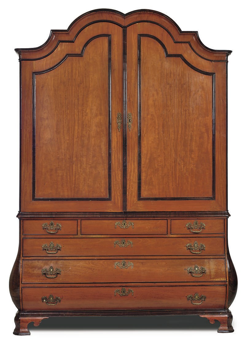 A DUTCH SATINWOOD MAHOGANY AND ROSEWOOD CROSSBANDED CABINET