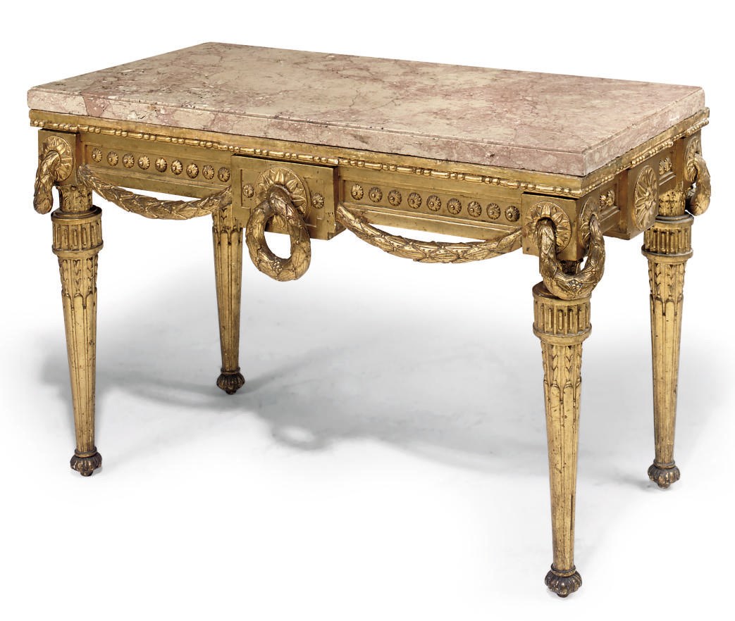 A SWEDISH GILTWOOD CENTRE TABLE