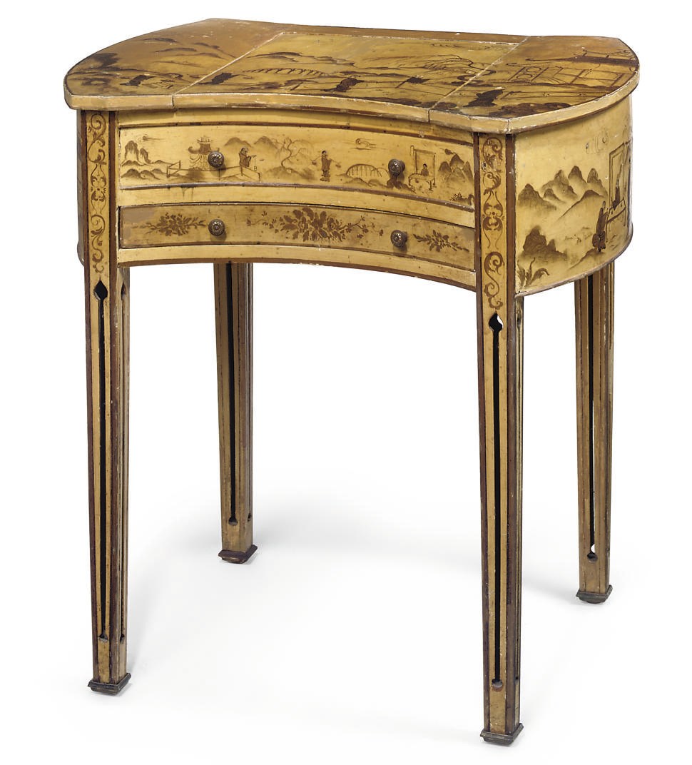A FRENCH CHINOISERIE AND POLYCHROME DECORATED DRESSING TABLE