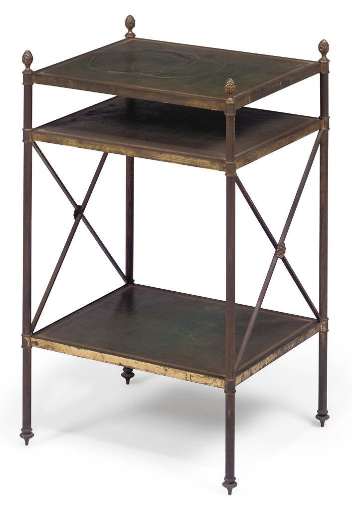 A GILT-METAL THREE TIER  ÉTAGÈRE