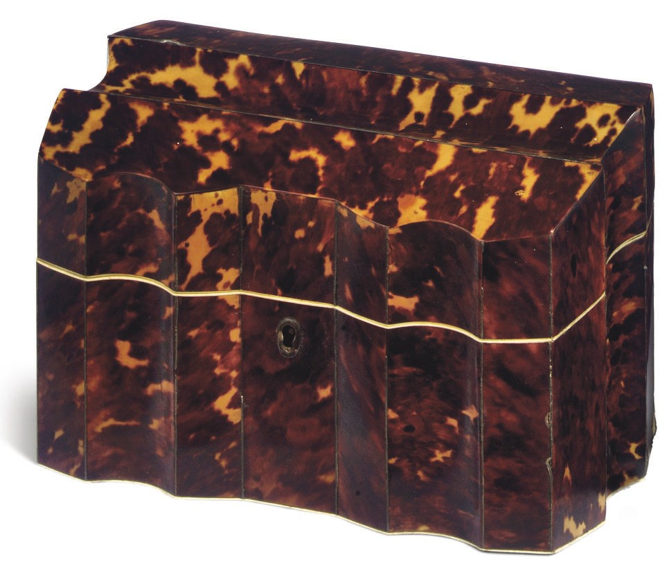 AN EARLY VICTORIAN TORTOISESHELL STATIONARY BOX