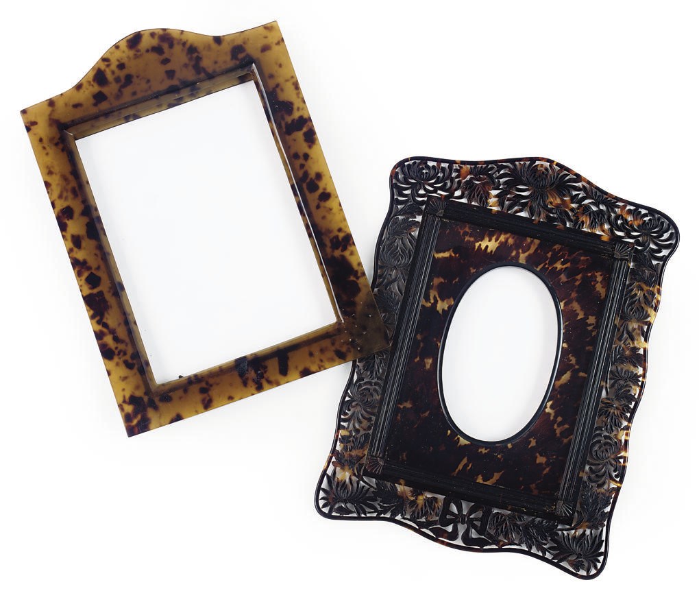 TWO VICTORIAN TORTOISESHELL PHOTOGRAPH FRAMES