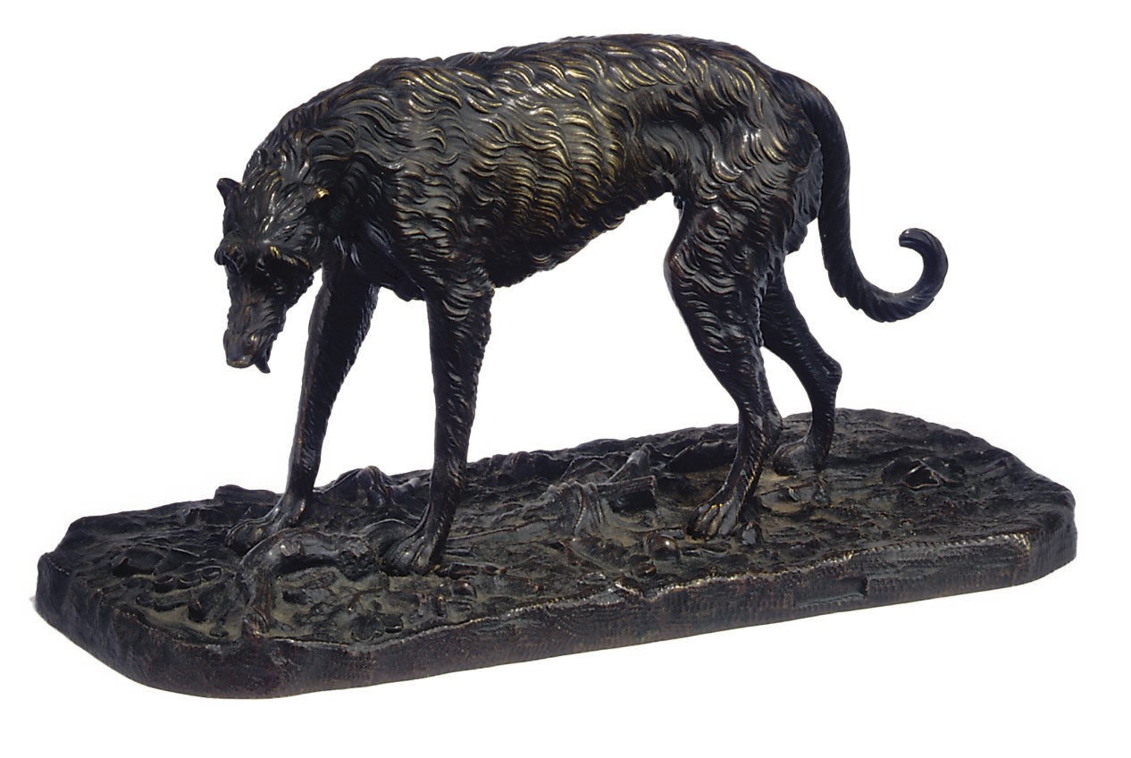 A FRENCH BRONZE MODEL OF A WOLF HOUND