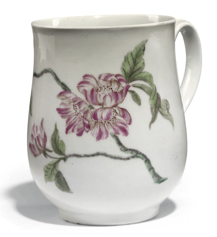 A WORCESTER BALUSTER BOTANICAL MUG