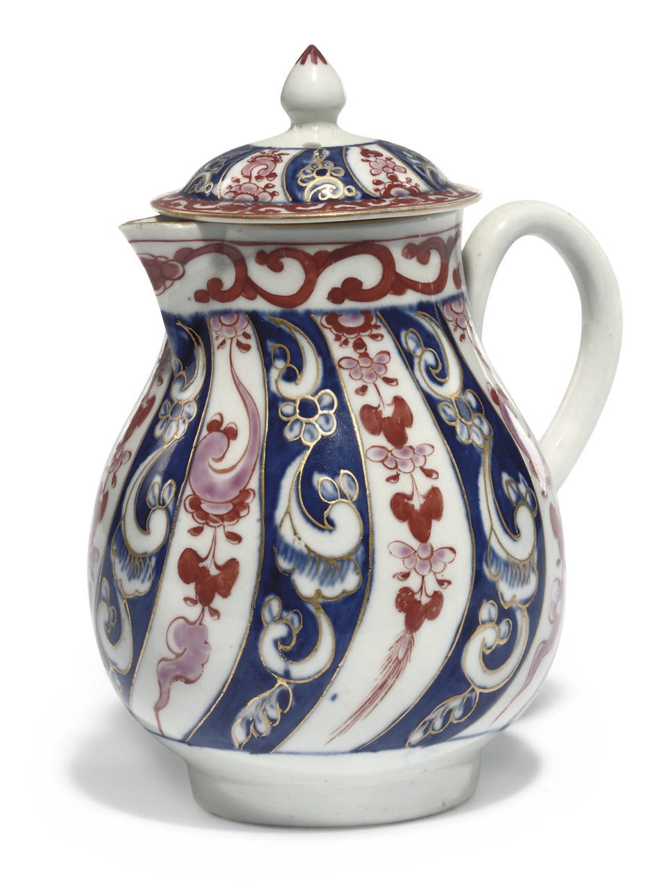 A WORCESTER 'QUEEN CHARLOTTE' PATTERN HOT-MILK JUG AND COVER