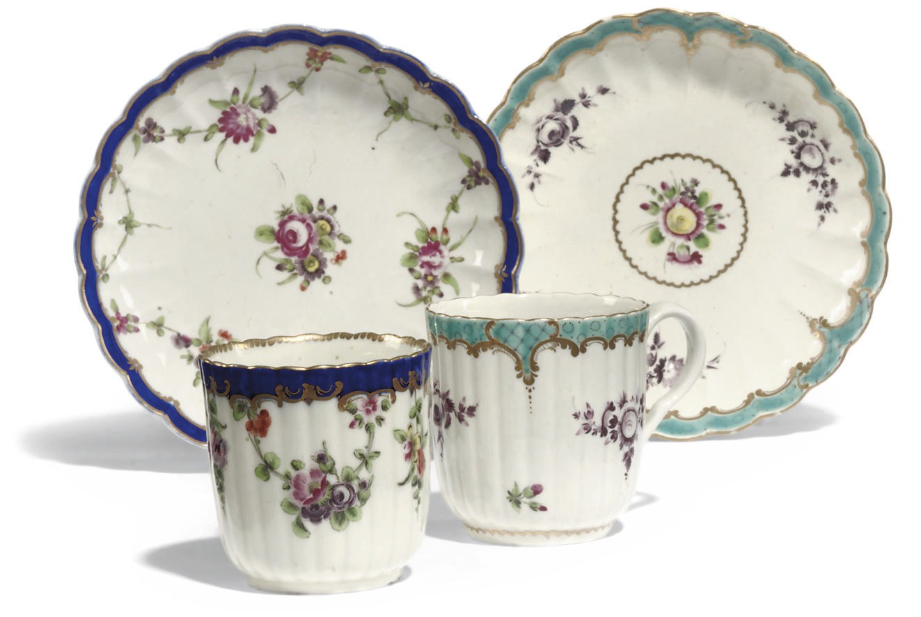 A WORCESTER COFFEE-CUP AND SAUCER AND A CUP AND A SAUCER