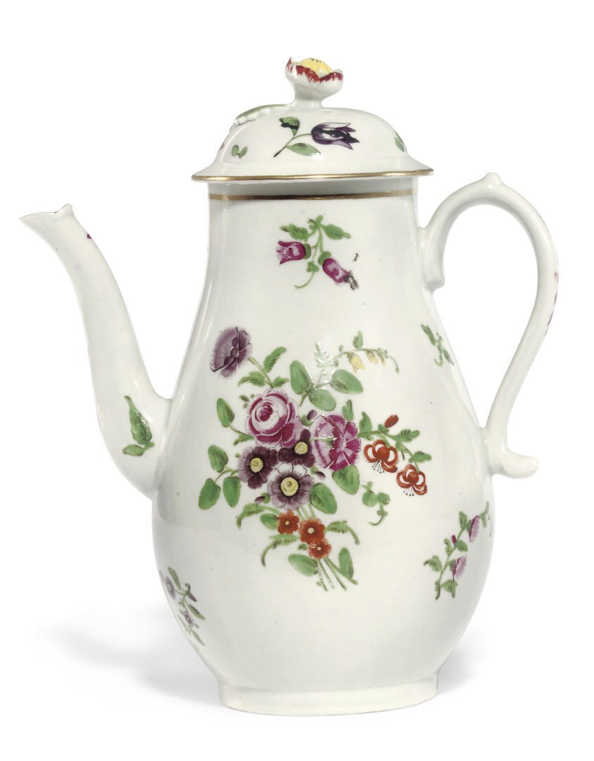 A WORCESTER BALUSTER COFFEE-POT AND COVER