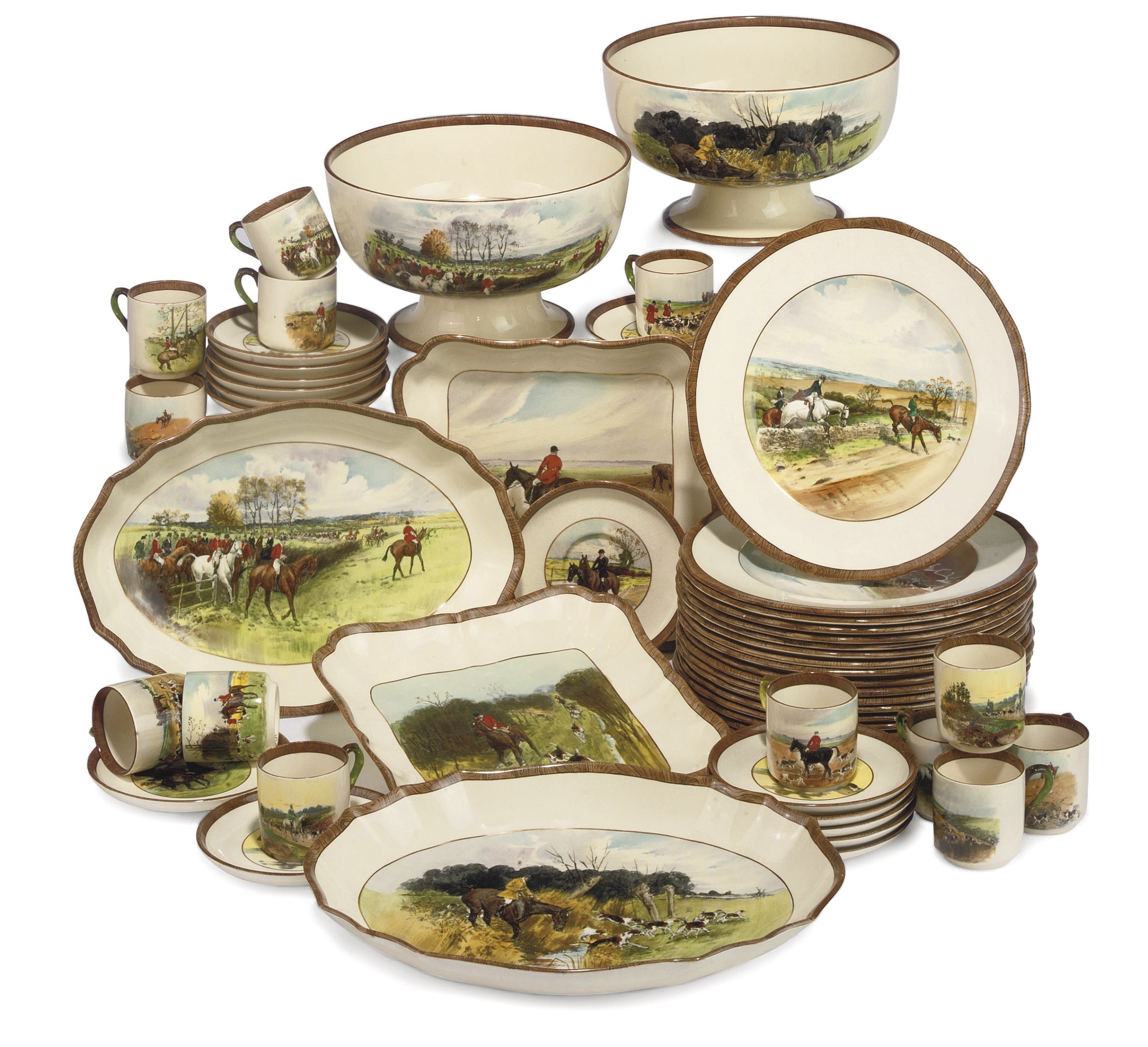 A COPLELAND & SONS EARTHENWARE PART SERVICE DESIGNED BY LIONEL EDWARDS