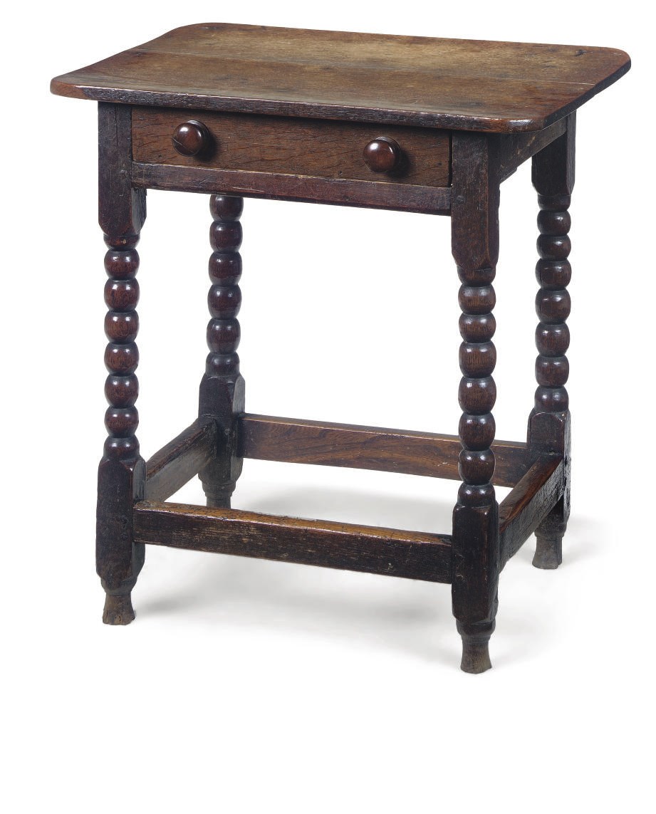 AN ENGLISH OAK AND PINE SIDE TABLE