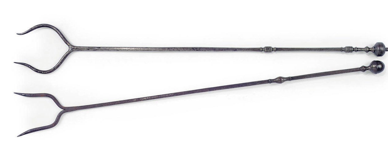 TWO REGENCY STEEL LOG FORKS
