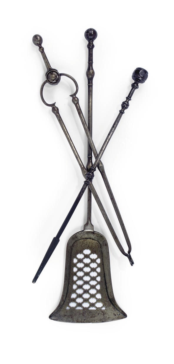 THREE REGENCY STEEL FIRE-IRONS
