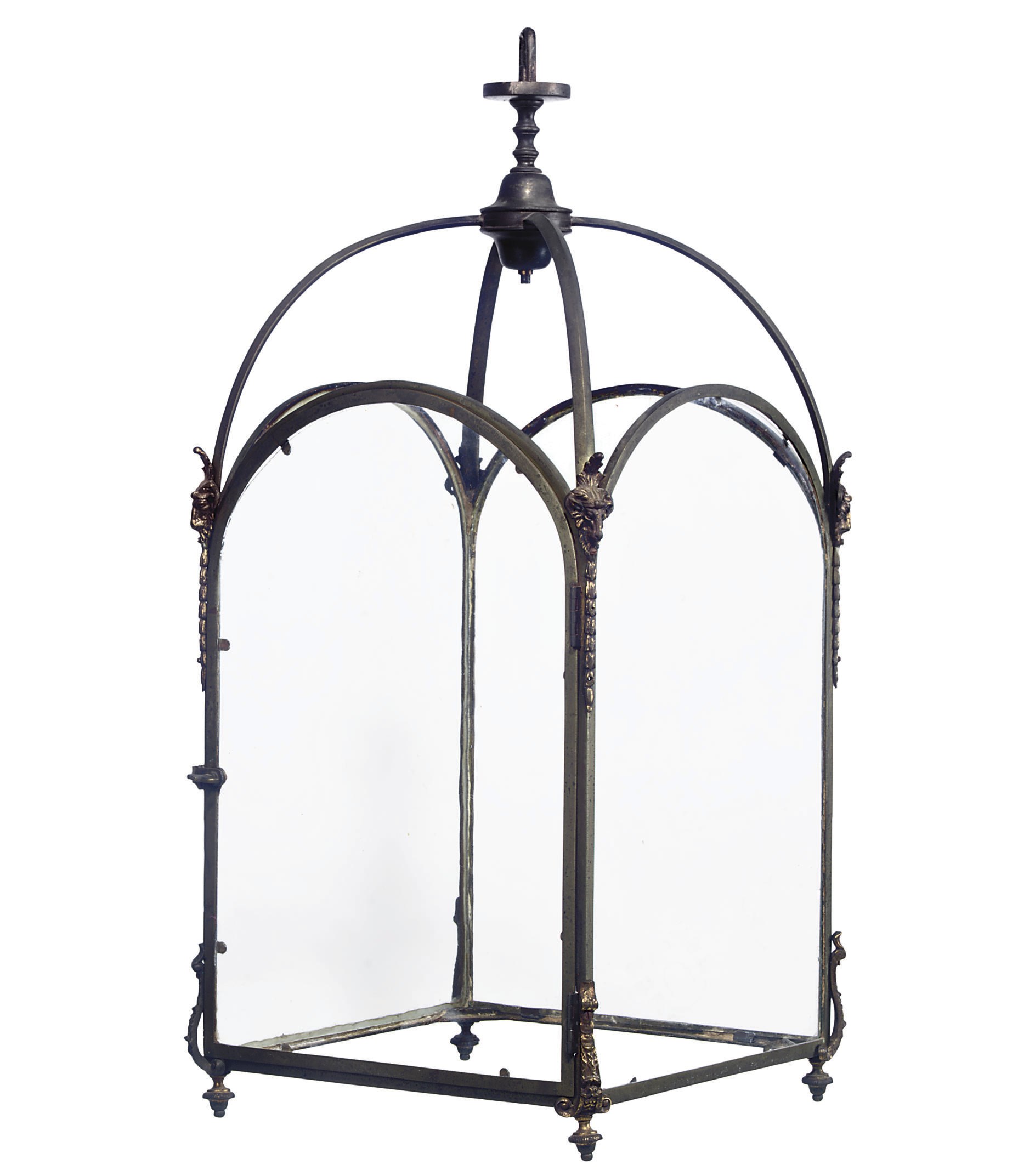 A GEORGE III BRASS HALL LANTERN