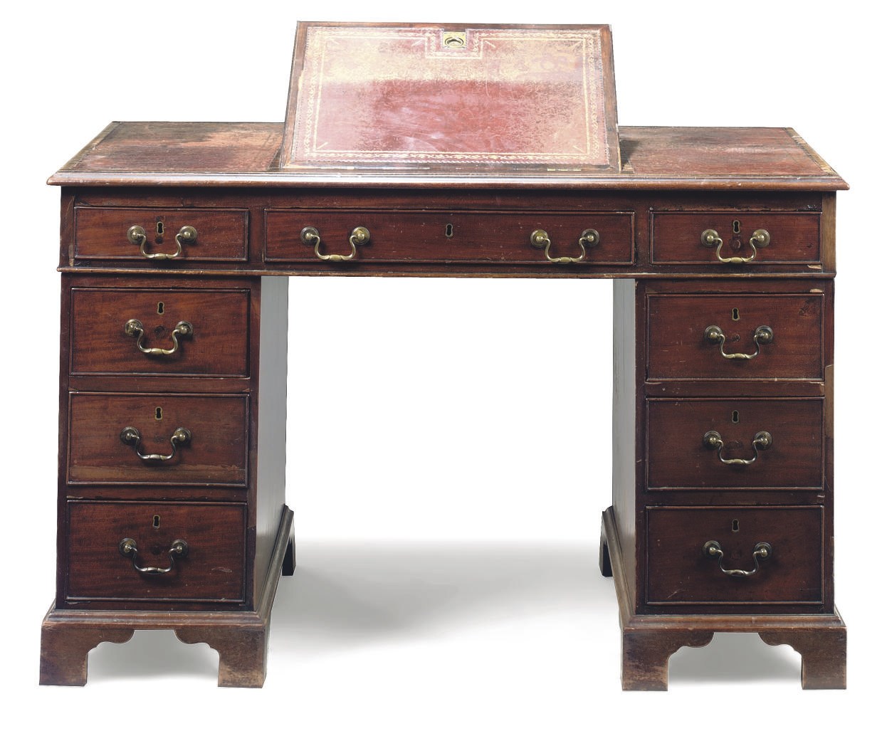 A VICTORIAN MAHOGANY PEDESTAL DESK