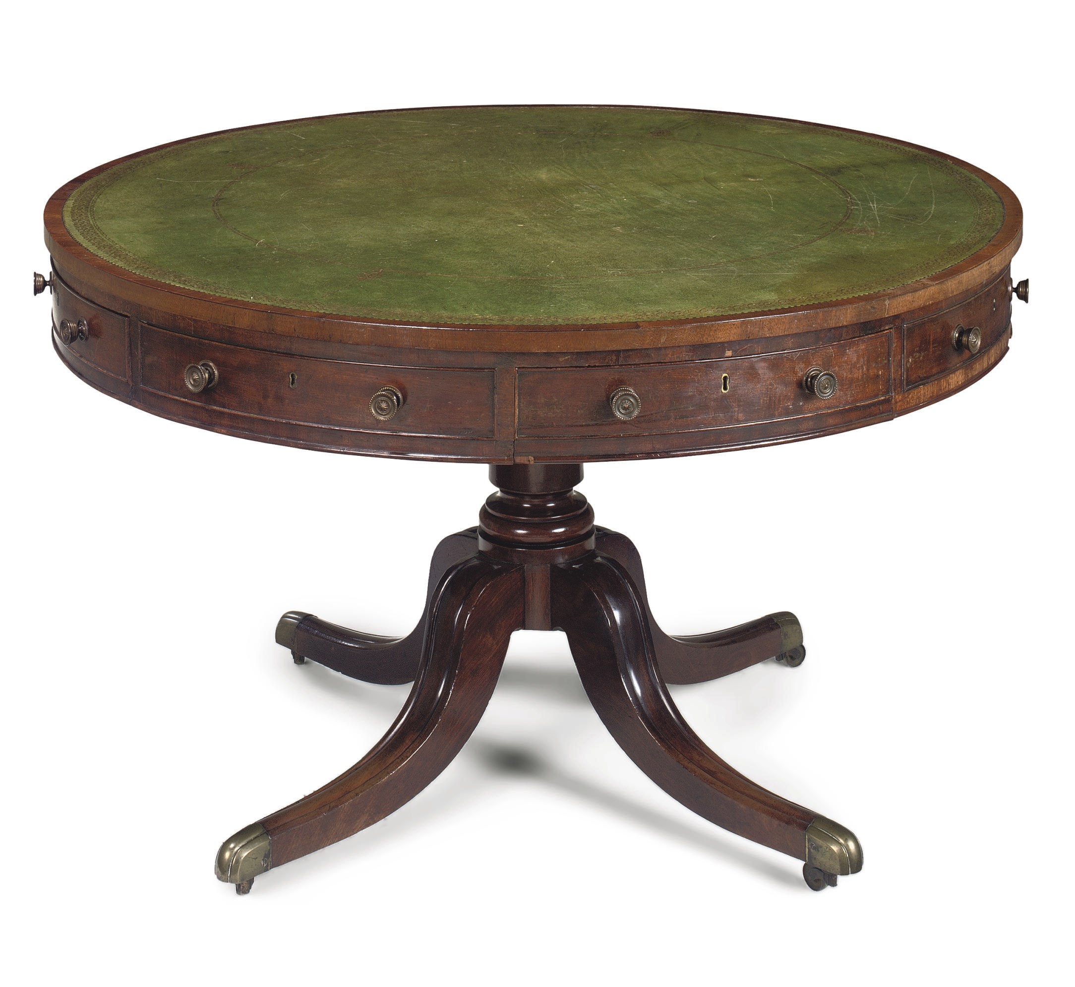 A GEORGE III MAHOGANY DRUM TABLE