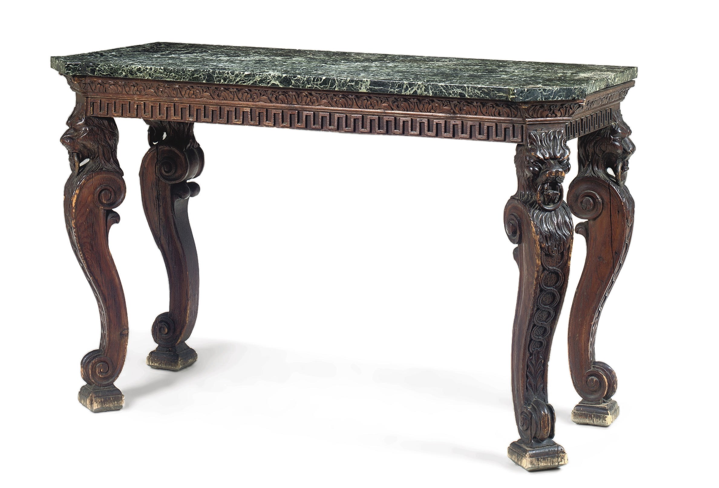 A 'KENTIAN' STAINED PINE PIER TABLE
