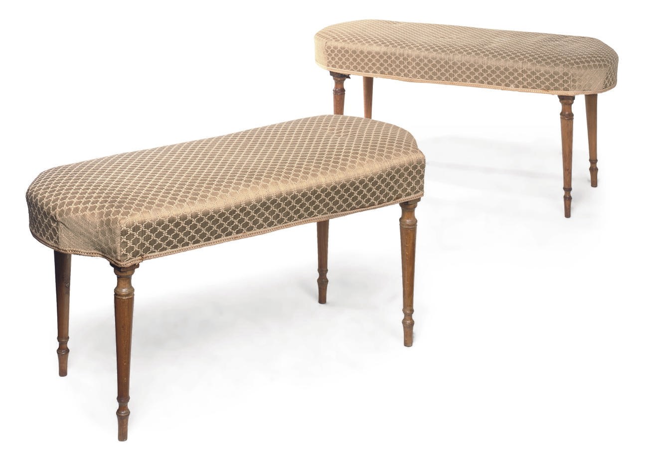 A PAIR OF REGENCY BEECH WINDOW STOOLS