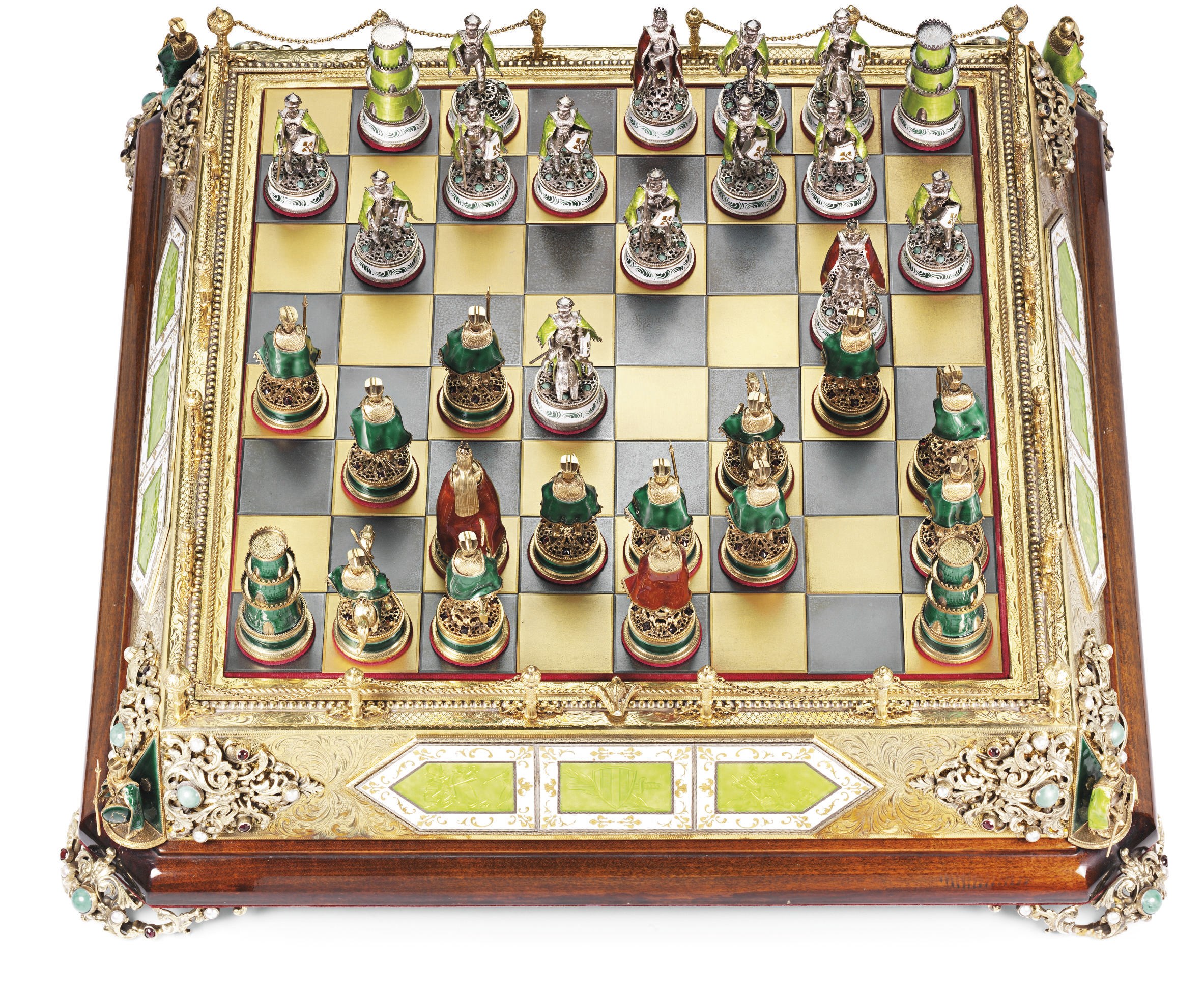 A SILVER-GUILT CHESS BOARD
