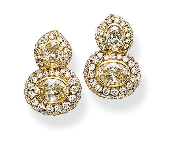 A PAIR OF DIAMOND 'AMPHORE' EAR CLIPS, BY BULGARI,