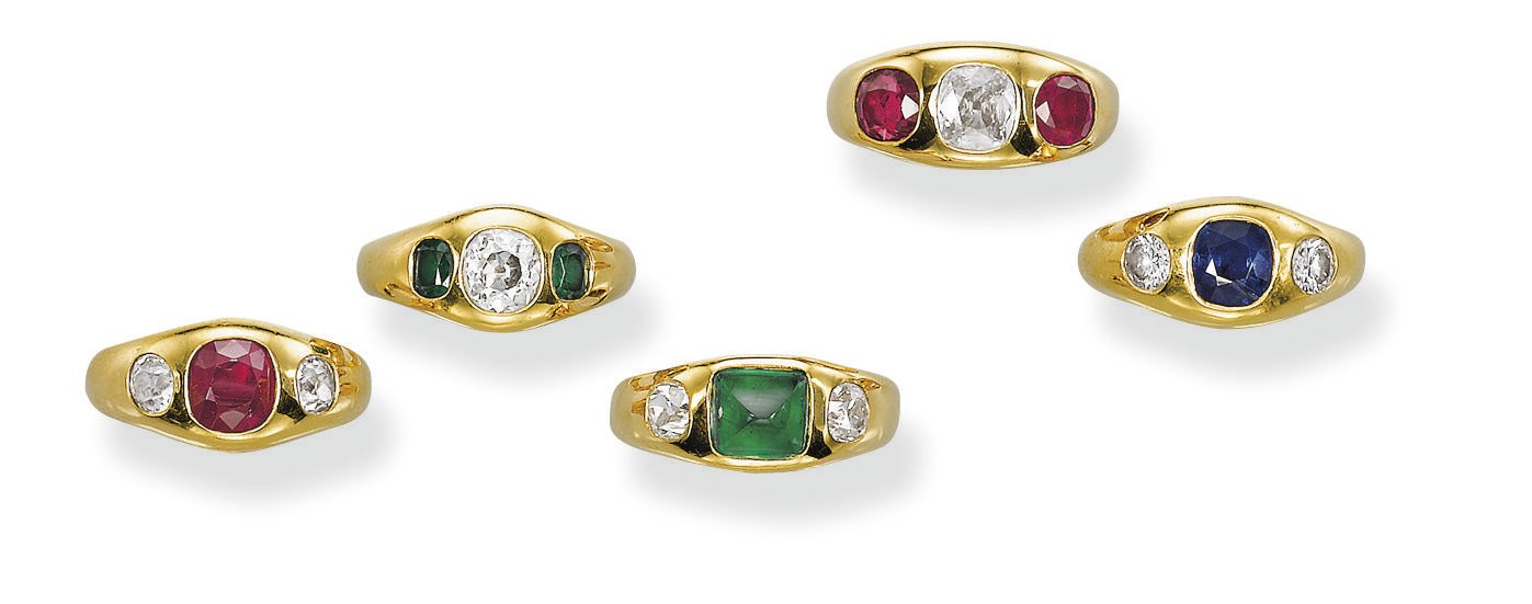 A SET OF FIVE MULTI-GEM, GOLD AND DIAMOND 'BOMBOLINO' RINGS, BY BULGARI