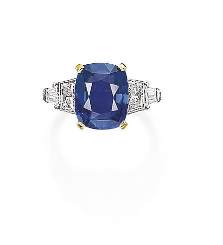 A SAPPHIRE AND DIAMOND RING, BY BULGARI