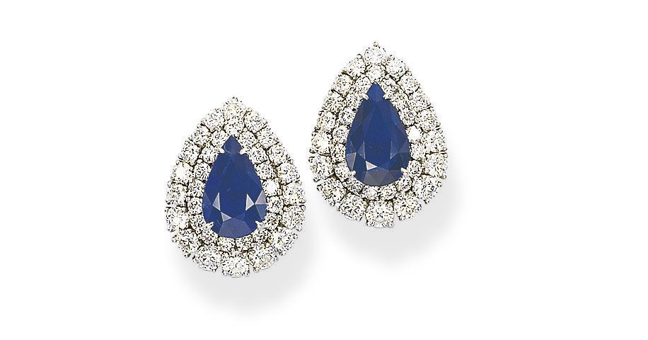 A PAIR OF SAPPHIRE AND DIAMOND EAR CLIPS, BY BULGARI