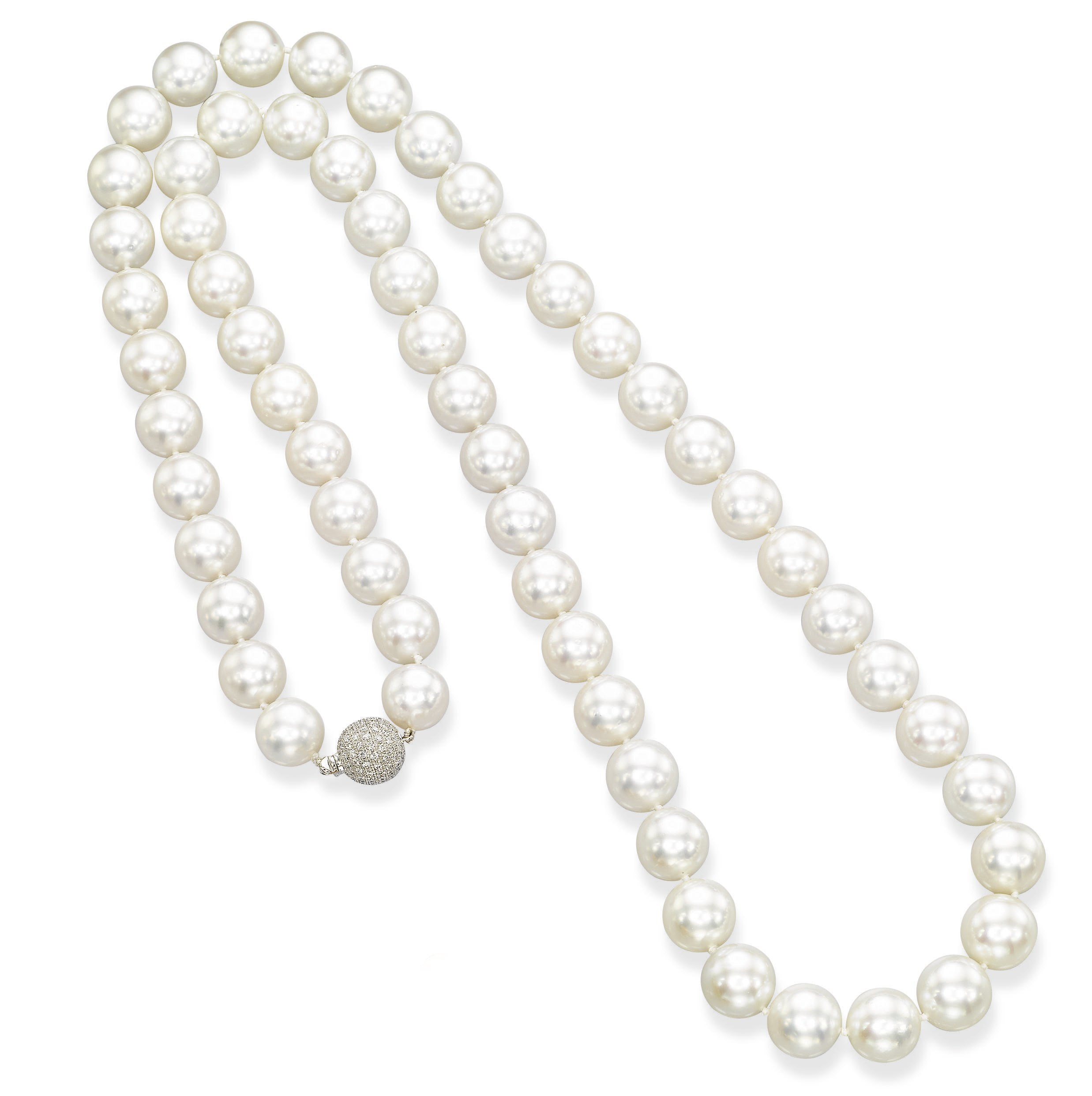 A CULTURED PEARL AND DIAMOND SAUTOIR