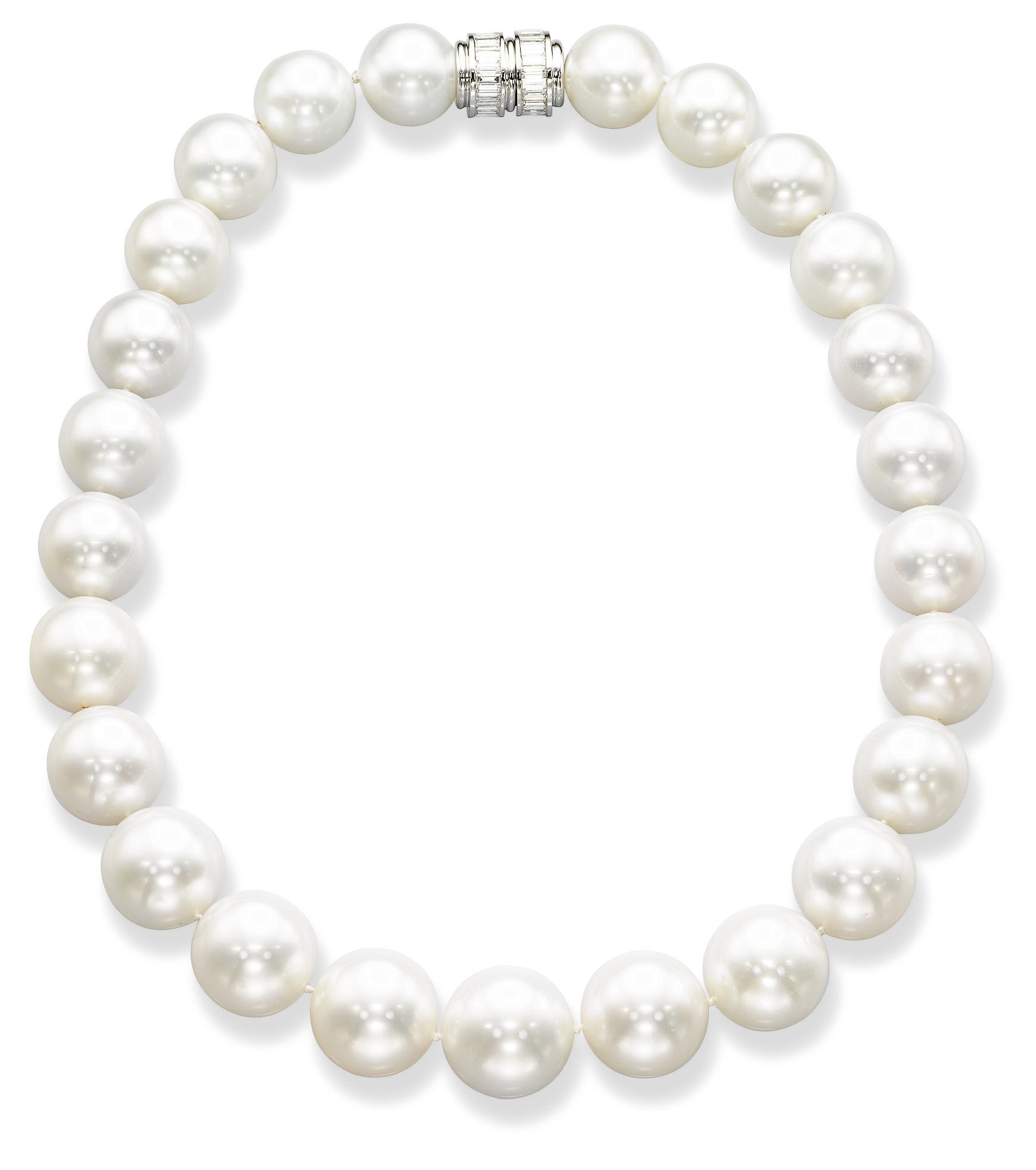 A CULTURED PEARL AND DIAMOND NECKLACE
