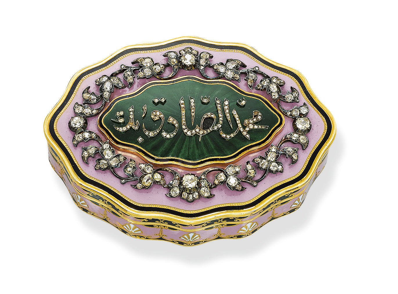 AN ENAMEL AND DIAMOND POWDER COMPACT