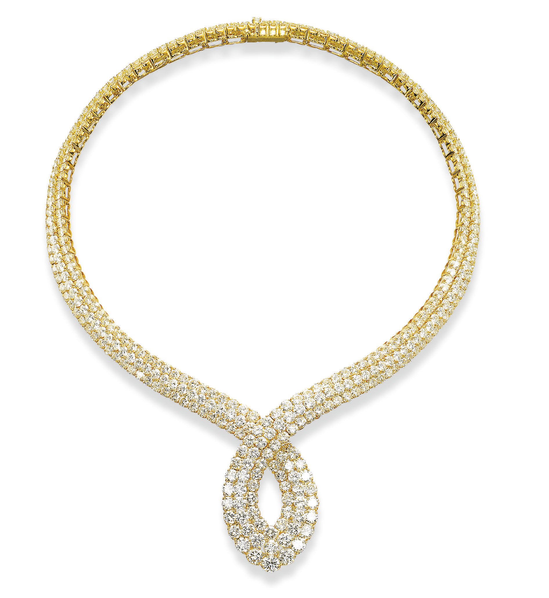 A DIAMOND AND GOLD NECKLACE, BY VAN CLEEF & ARPELS