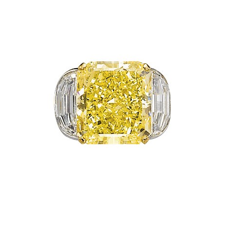 A COLOURED DIAMOND AND DIAMOND RING, BY ADLER