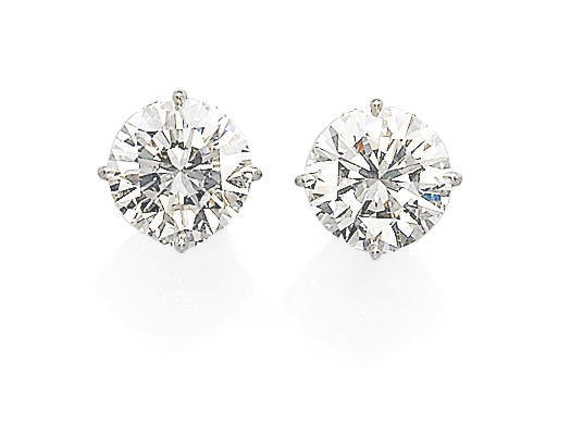 A PAIR OF DIAMOND EAR STUDS, BY ADLER