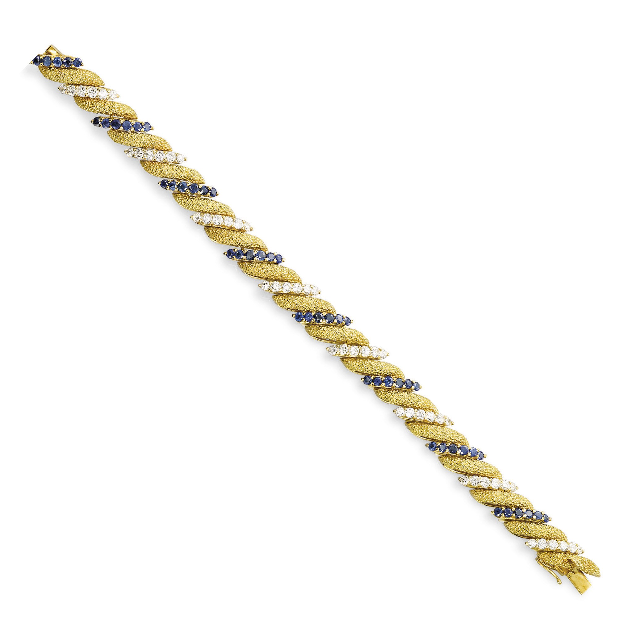 A GOLD, SAPPHIRE AND DIAMOND BRACELET