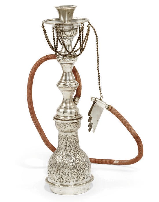 AN OTTOMAN SILVER HUQQA