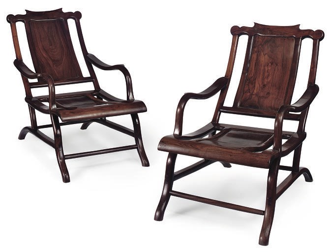 A PAIR OF ANGLO-CHINESE ROSEWOOD PLANTER'S CHAIRS