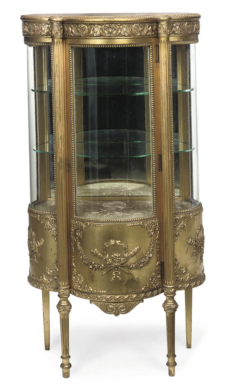 A FRENCH GILT COMPOSTION VITRINE
