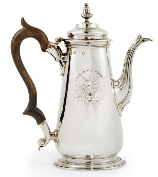 A GEORGE II SILVER COFFEE POT