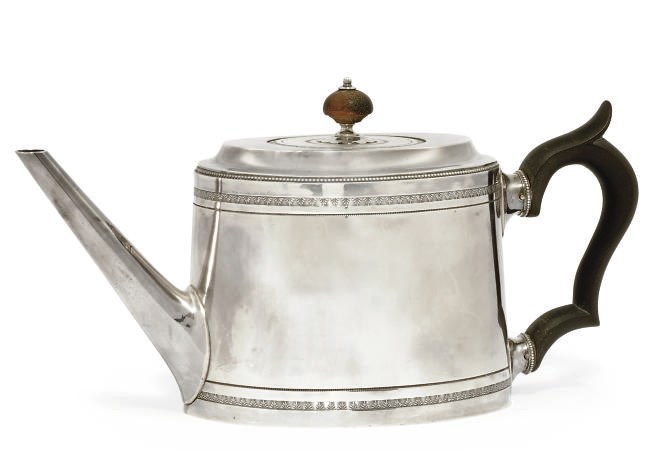 A BELGIAN SILVER TEAPOT