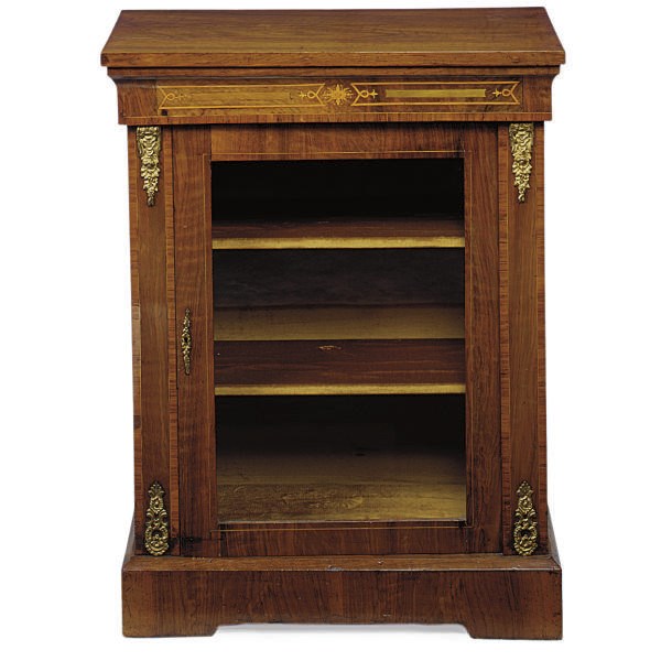 A MID VICTORIAN GILT METAL MOUNTED WALNUT PIER CABINET
