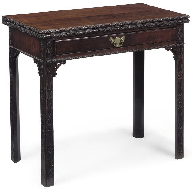 A GEORGE III MAHOGANY CARD TABLE