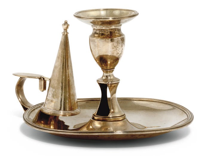 A GEORGE III SILVER CHAMBERSTICK