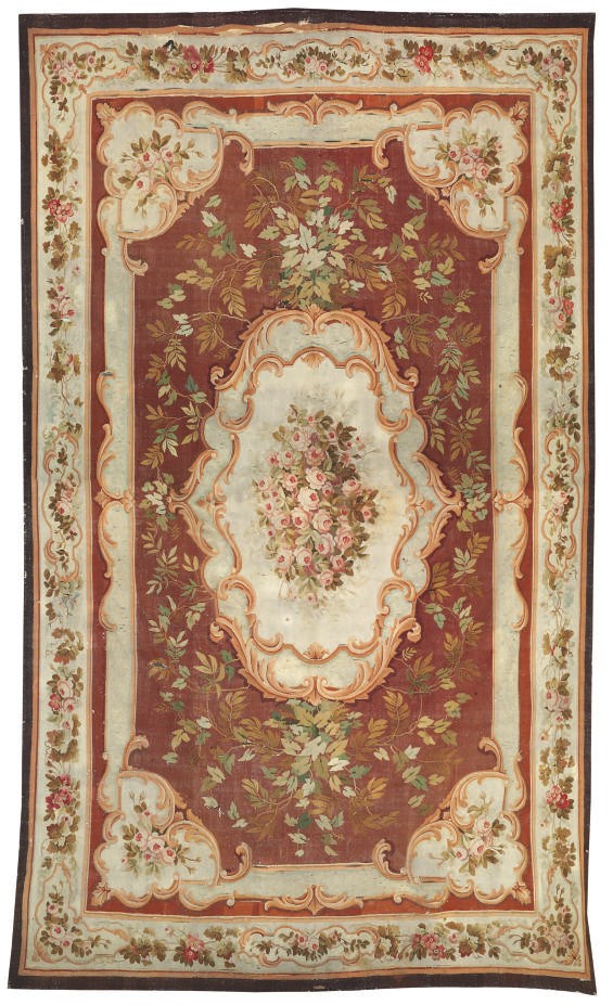 An antique Aubusson carpet