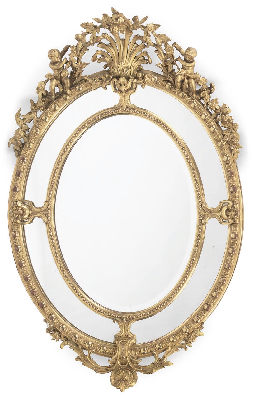 A NAPOLEON III GILTWOOD AND COMPOSITION MARGINAL MIRROR