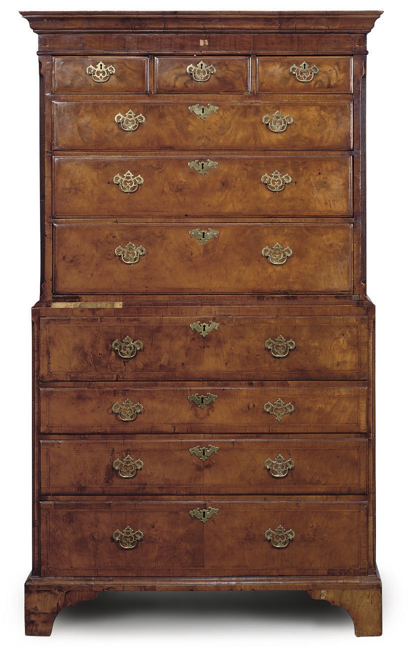 A GEORGE II WALNUT SECRETAIRE TALLBOY