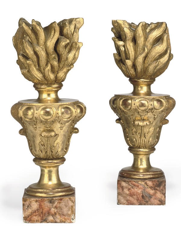 A PAIR OF ITALIAN GILTWOOD FINIALS
