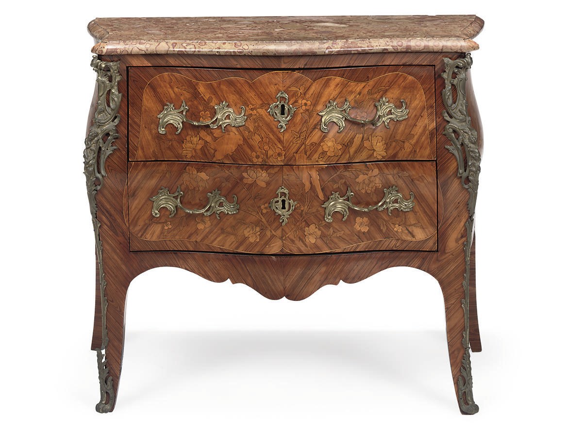 A LOUIS XV ORMOLU-MOUNTED KINGWOOD BOMBE COMMODE