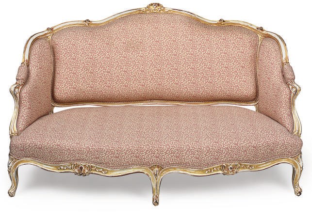 A GILTWOOD AND PAINTED CANAPE