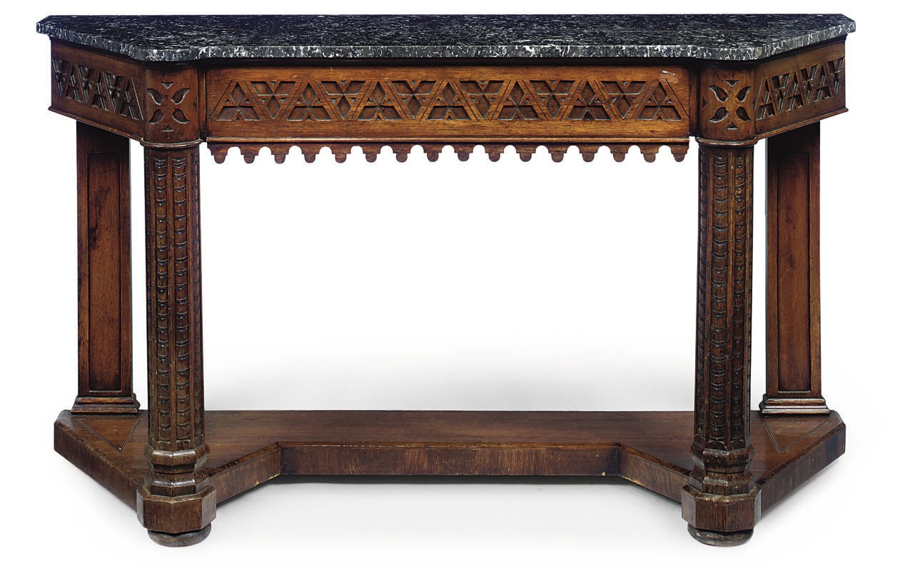 A VICTORIAN OAK CONSOLE TABLE